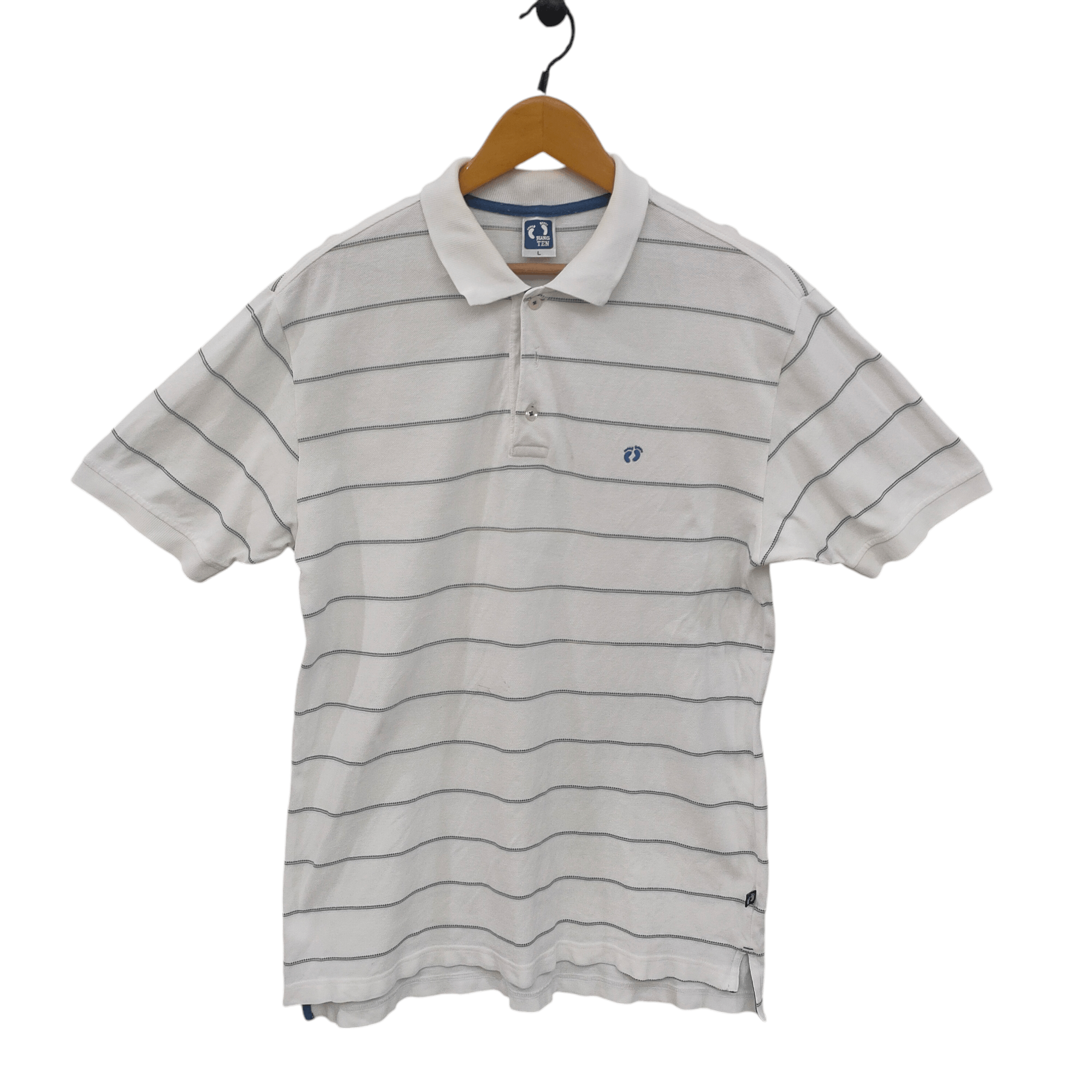 Vintage Hang Ten Embroidery Blue Stripes Size L