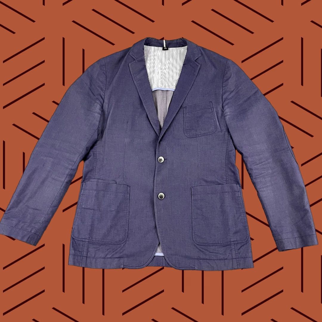 Hugo Boss HUGO BOSS Blazer Mens 42 Regular Washed Indigo Blue Sport Coat 2 Button Double-Vented Size 42R - 1 Thumbnail