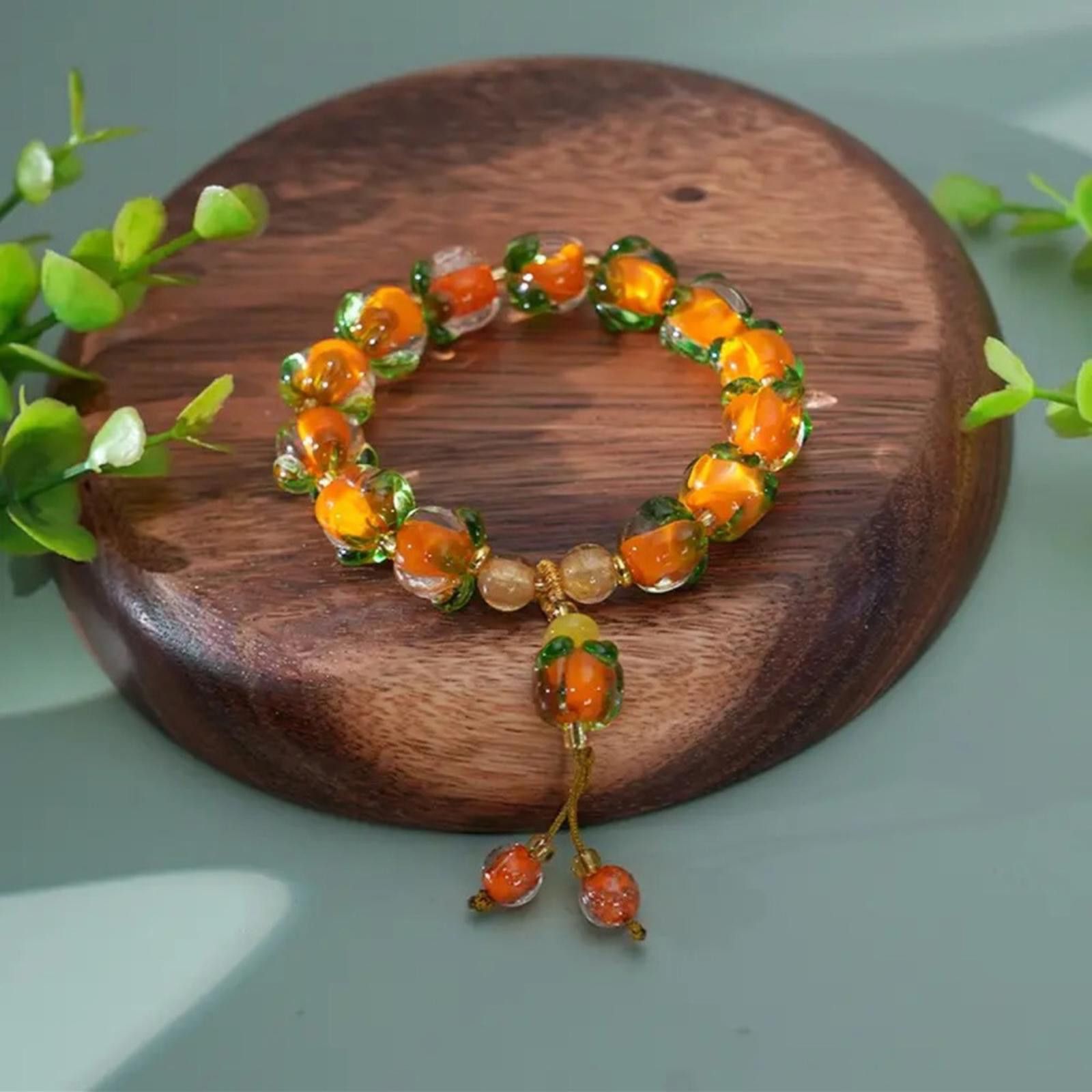 Designer Fruity Orange And Green Beaded Bracelet NWT Size ONE SIZE - 2 Thumbnail