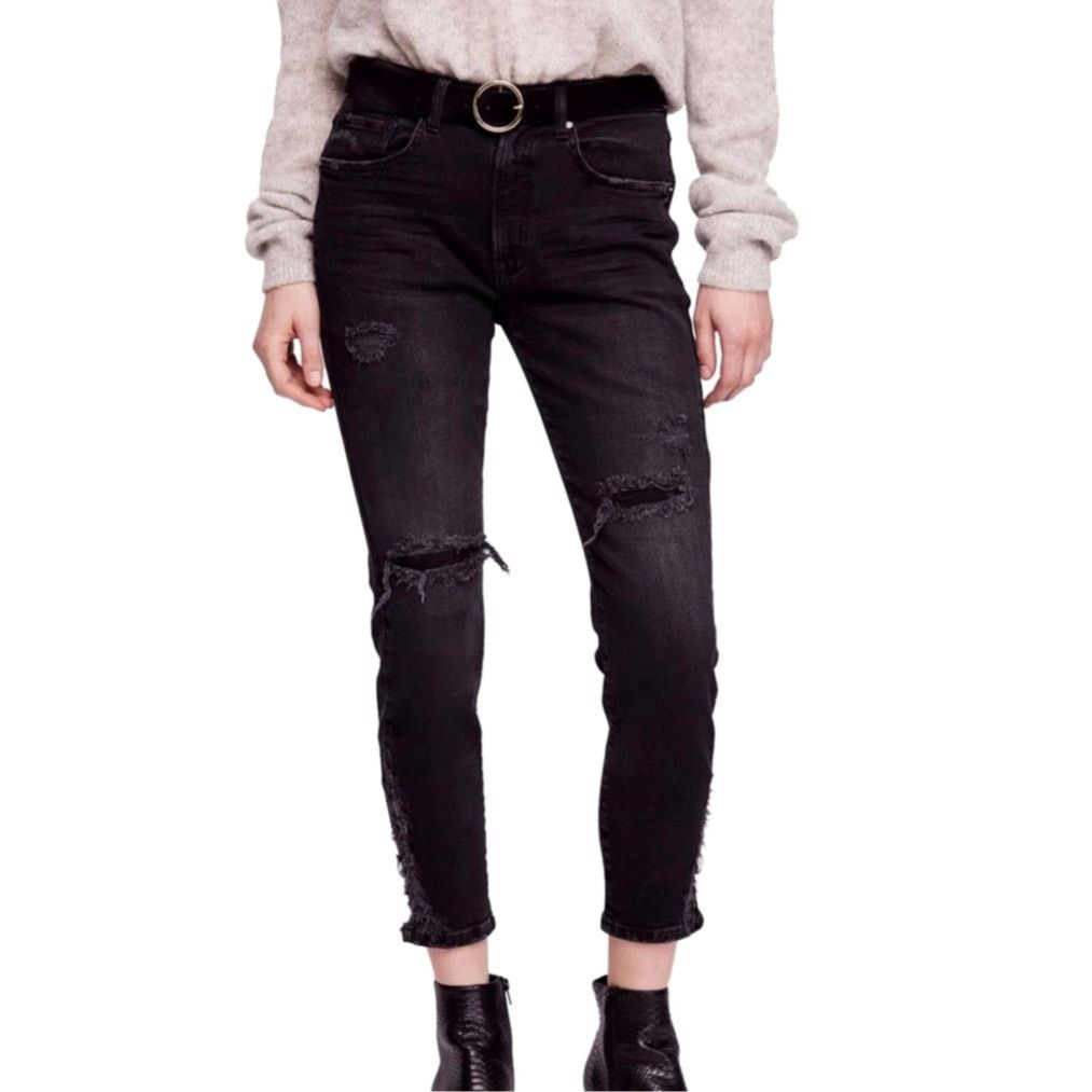 Free People Free People About a Girl Ripped Skinny Jeans Black 25 Size 25" / US 0 / IT 36 - 7 Thumbnail
