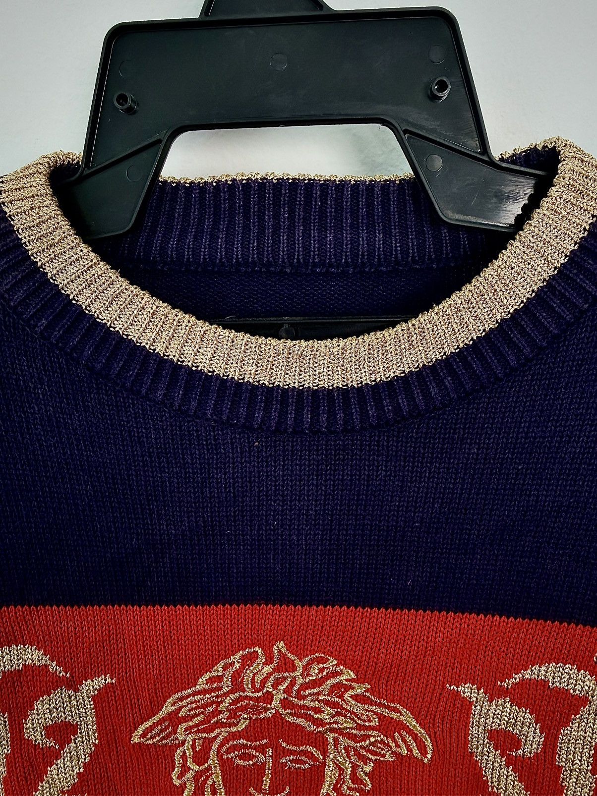 Versace Vintage Versace Medusa Knit Sweater Embroidered Logo Luxury Size 38S - 3 Thumbnail