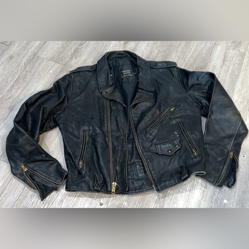 Other Vintage Classic Black bikers distressed heavy duty Leather Size US M / EU 48-50 / 2 - 1 Thumbnail
