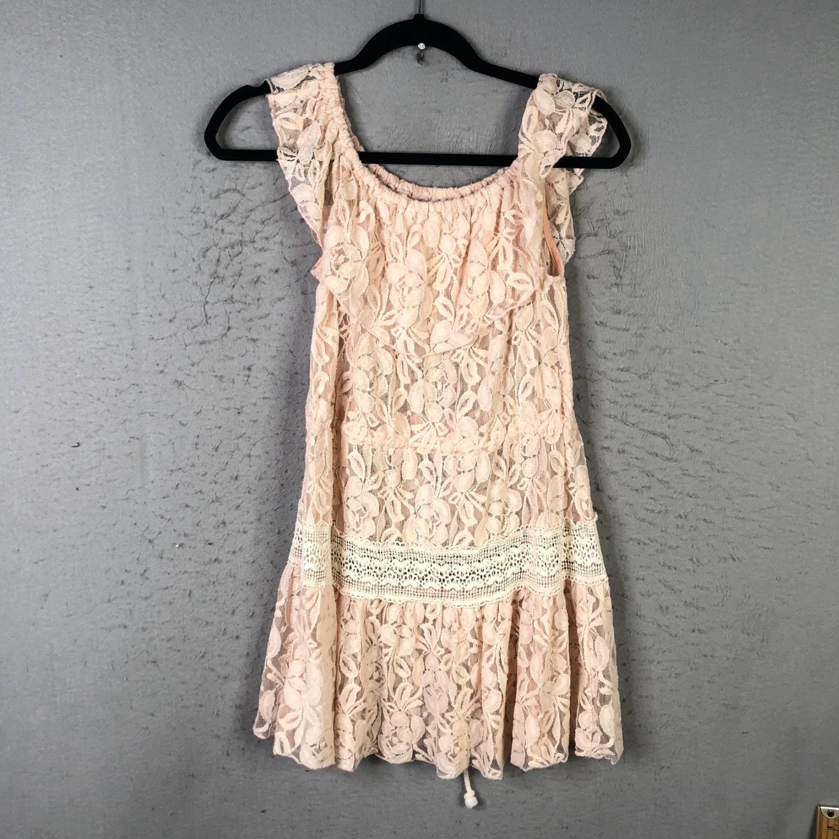 Vintage Somedays Lovin Dress Womens XS Pink Lace Floral Ruffle Mini Boho Coquette Size XS / US 0-2 / IT 36-38 - 2 Thumbnail