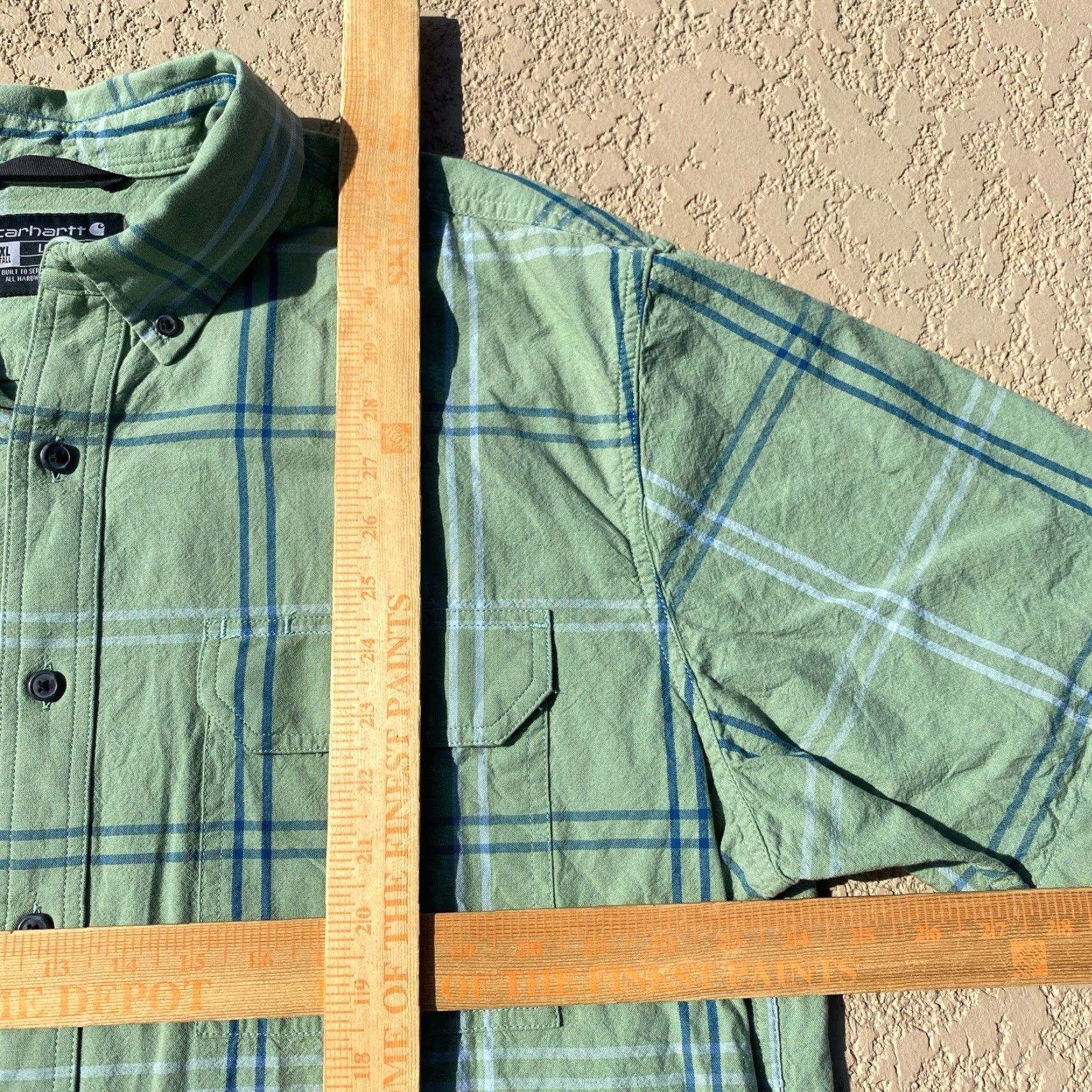 Carhartt Carhartt Shirt Men XL Tall Relaxed Fit Green Plaid Pocket Button-Front Casual Workwear Size US XL / EU 56 / 4 - 4 Thumbnail