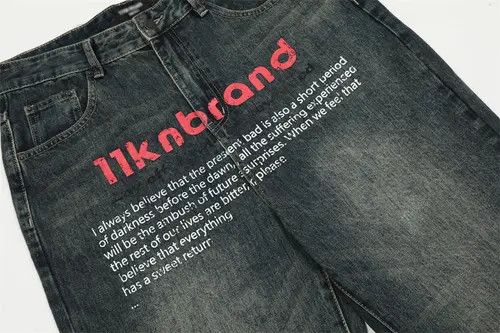 Japanese Brand × Jean Washed distressed loose casual straight-leg printed jeans Size US 32 / EU 48 - 4 Thumbnail