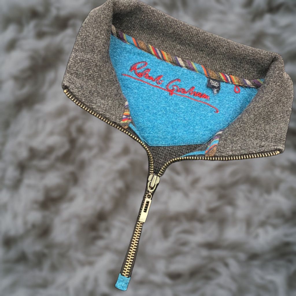 Robert Graham Robert Graham Pullover Men’s 100% Cotton 1/4 Zip Gray XL Size US XL / EU 56 / 4 - 1 Thumbnail