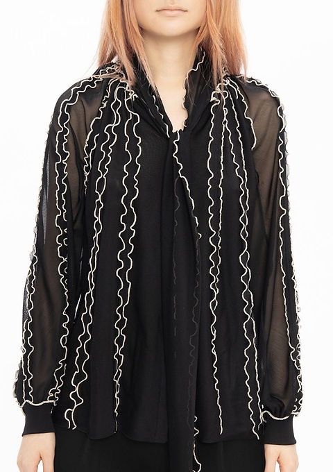 Vivienne Tam VIVIENNE TAM - MESH NETTING RUFFLE MERROW STITCHING L/S Size XS / US 0-2 / IT 36-38 - 1 Thumbnail