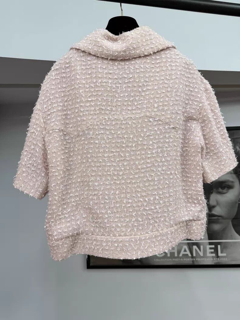 Chanel Chanel 24P pink tweed short-sleeved jacket Size M / US 6-8 / IT 42-44 - 3 Thumbnail