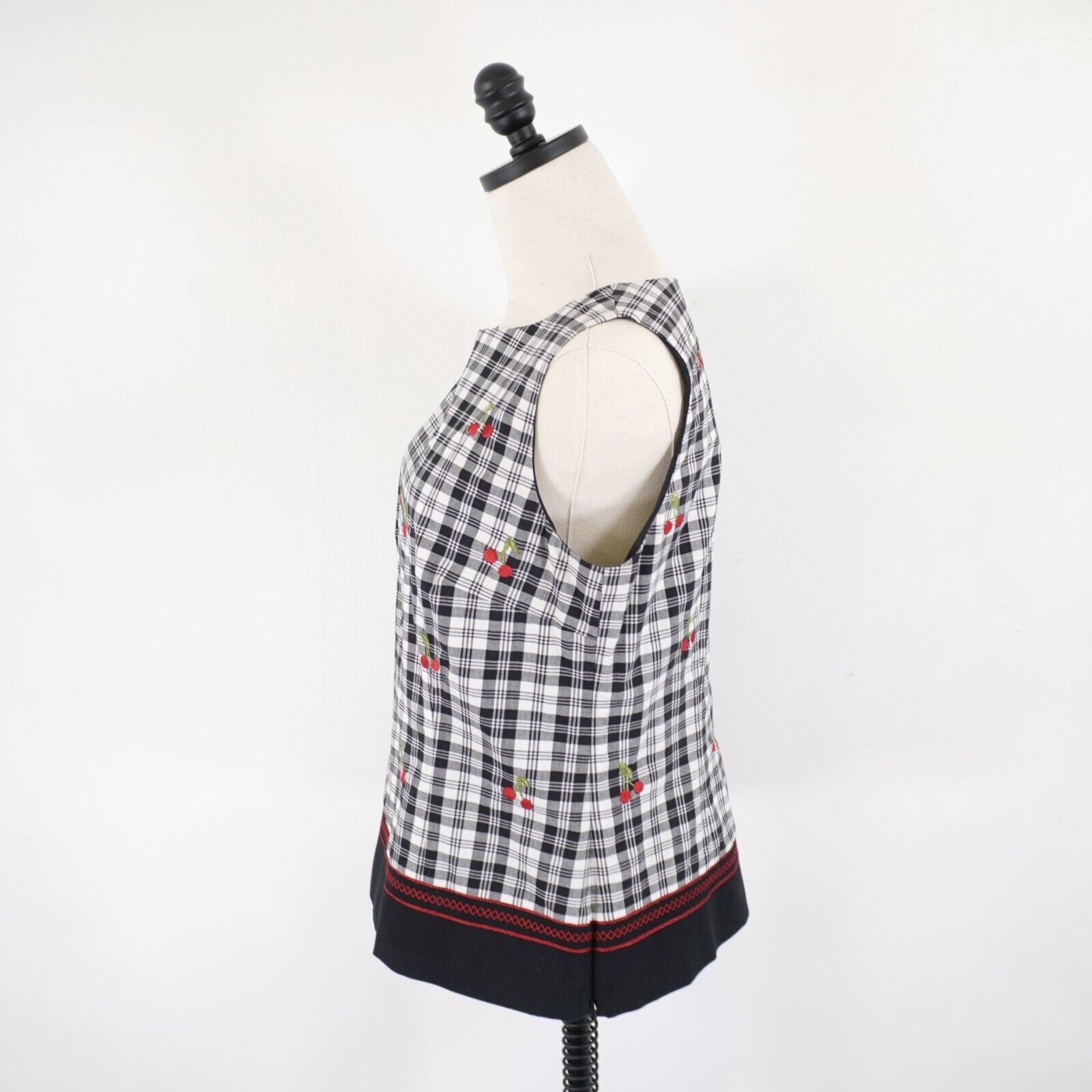 Talbots Talbots Stretch Black White Plaid Cherries Sleeveless Lined Size L / US 10 / IT 46 - 5 Thumbnail