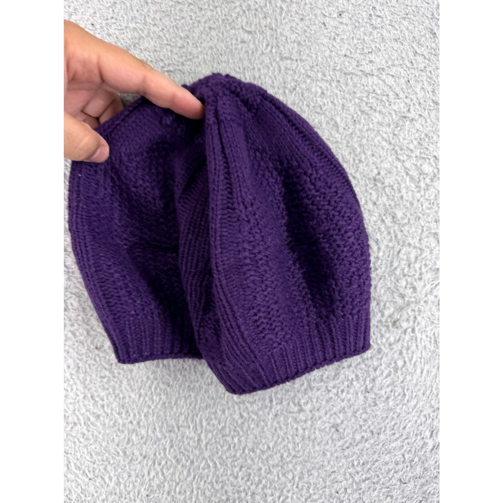 Vintage Unbranded Beanie Women One Size Purple Knit Acrylic Winter Ski Womens Size ONE SIZE - 5 Thumbnail
