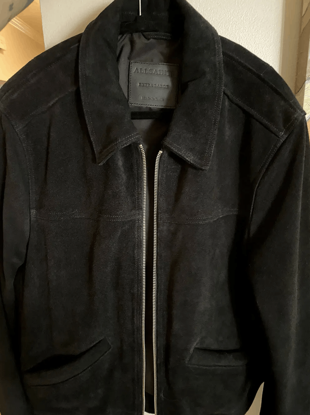 Allsaints All Saints Black Suede Leather Jacket (M/L Fit) Size US XL / EU 56 / 4 - 5 Thumbnail