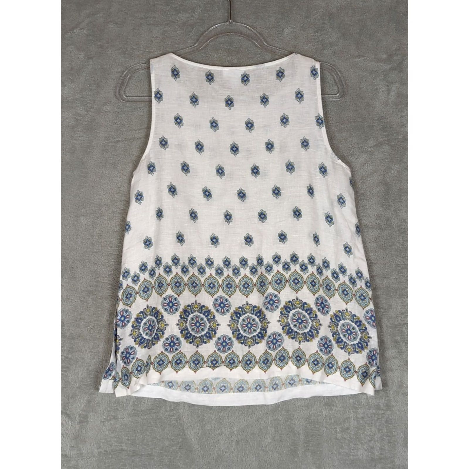 J. Jill J. Jill Linen Tunic Tank Sleeveless Round Neck Button Petite PS Multicolor Love Boho Casual Womens Sleeveless Tunic Shirt Size S / US 4 / IT 40 - 2 Thumbnail