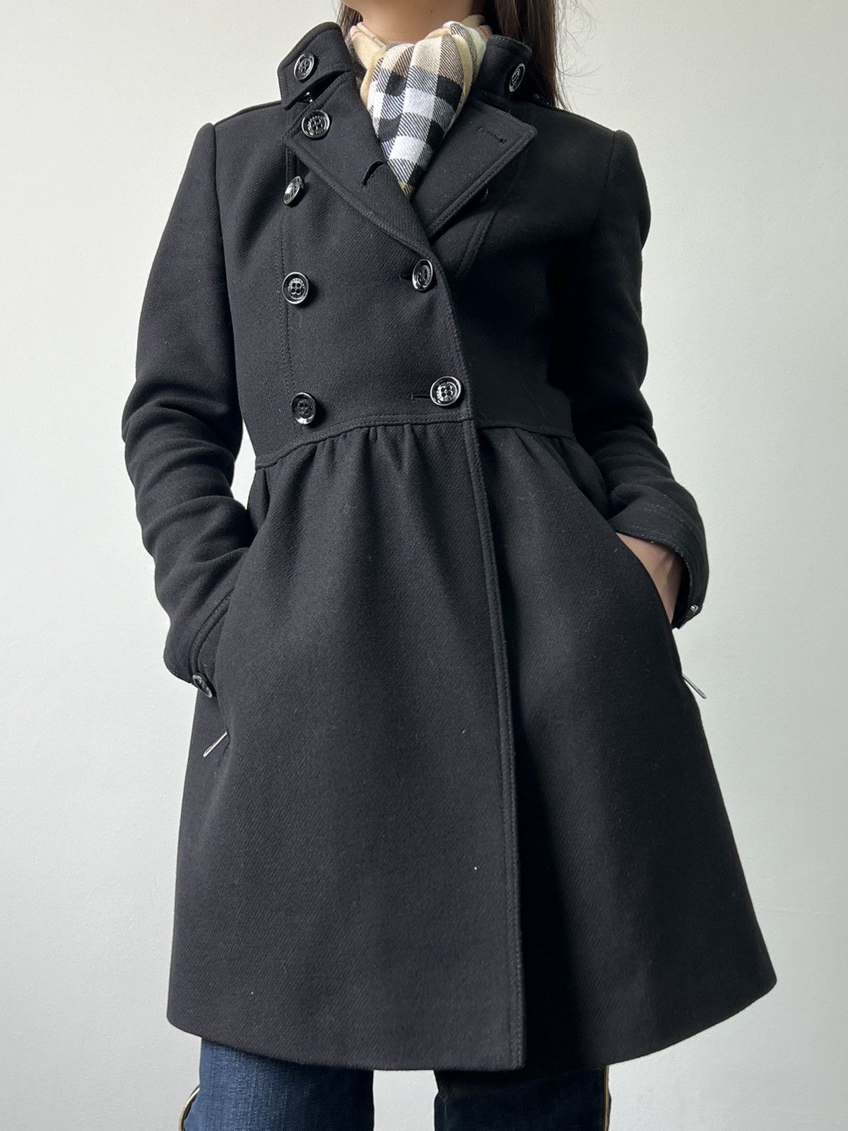 Burberry × Vintage Burberry Wool Cashmere Black Double Breasted Trench Coat Size S / US 4 / IT 40 - 1 Thumbnail