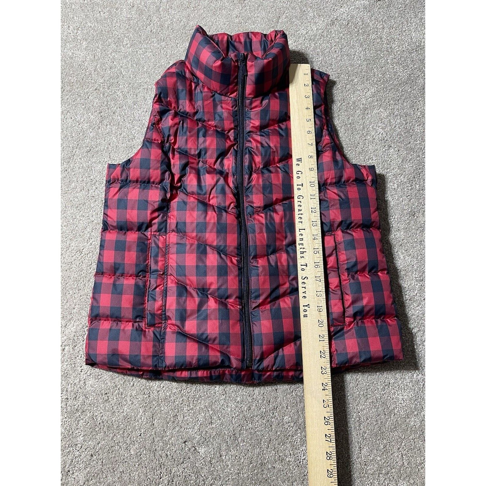Lands' End Lands End Vest Women Med Plaid Puffer Down Red Buffalo Check Size M / US 6-8 / IT 42-44 - 7 Thumbnail