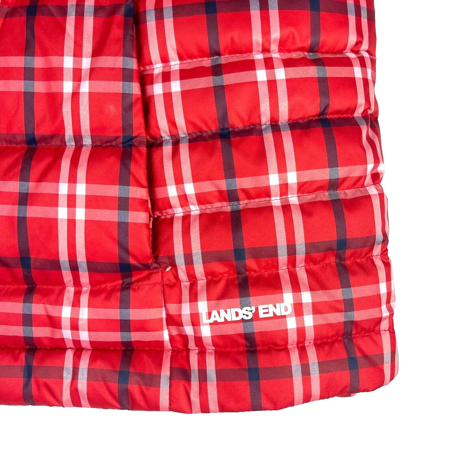 Lands' End Lands End Red Plaid Womens Puffer Vest Large 14-16 Zip Outdo Size L / US 10 / IT 46 - 4 Thumbnail