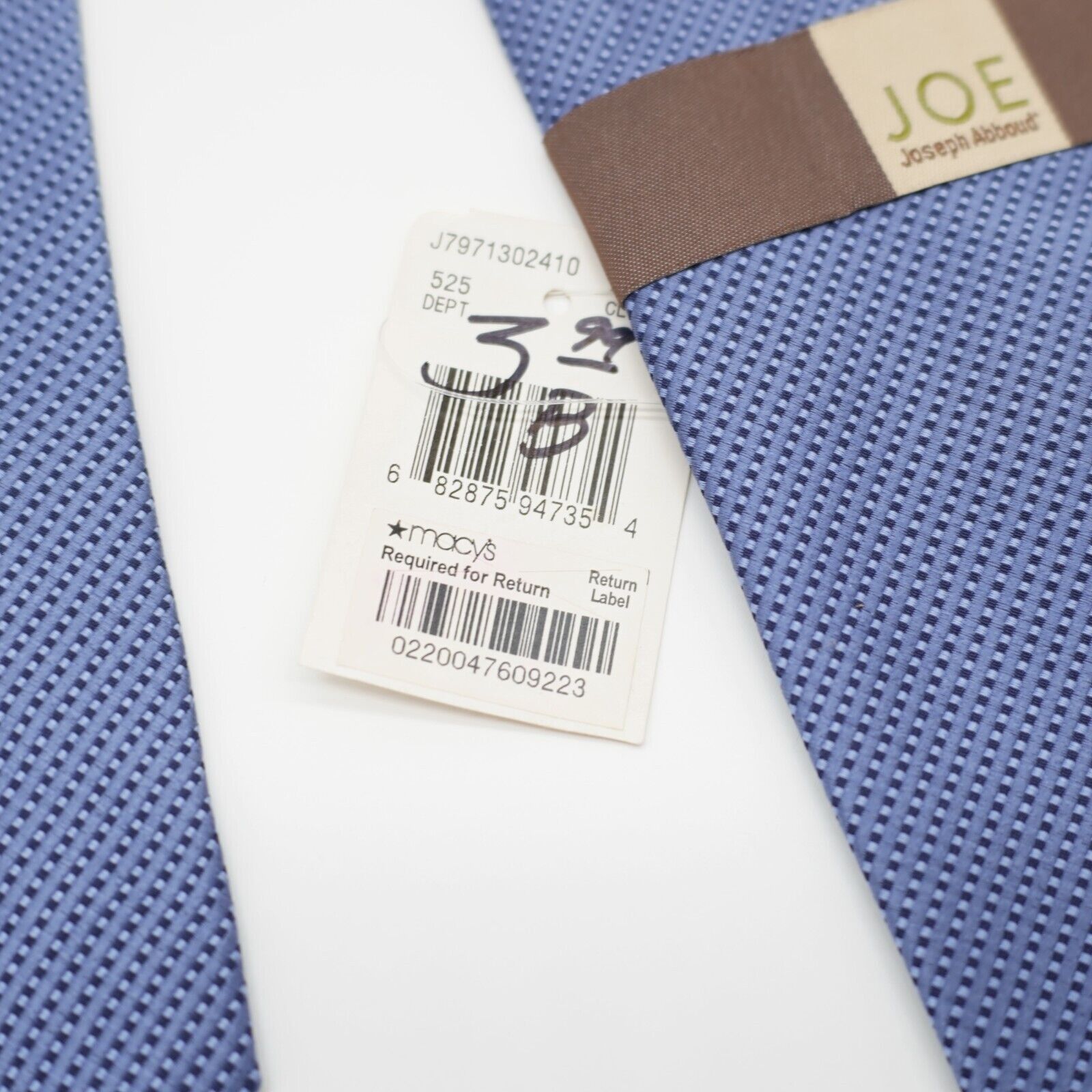 Joseph Abboud NWT Joe Joseph Abboud Blue Woven Striped Check Silk Tie USA Size ONE SIZE - 3 Thumbnail