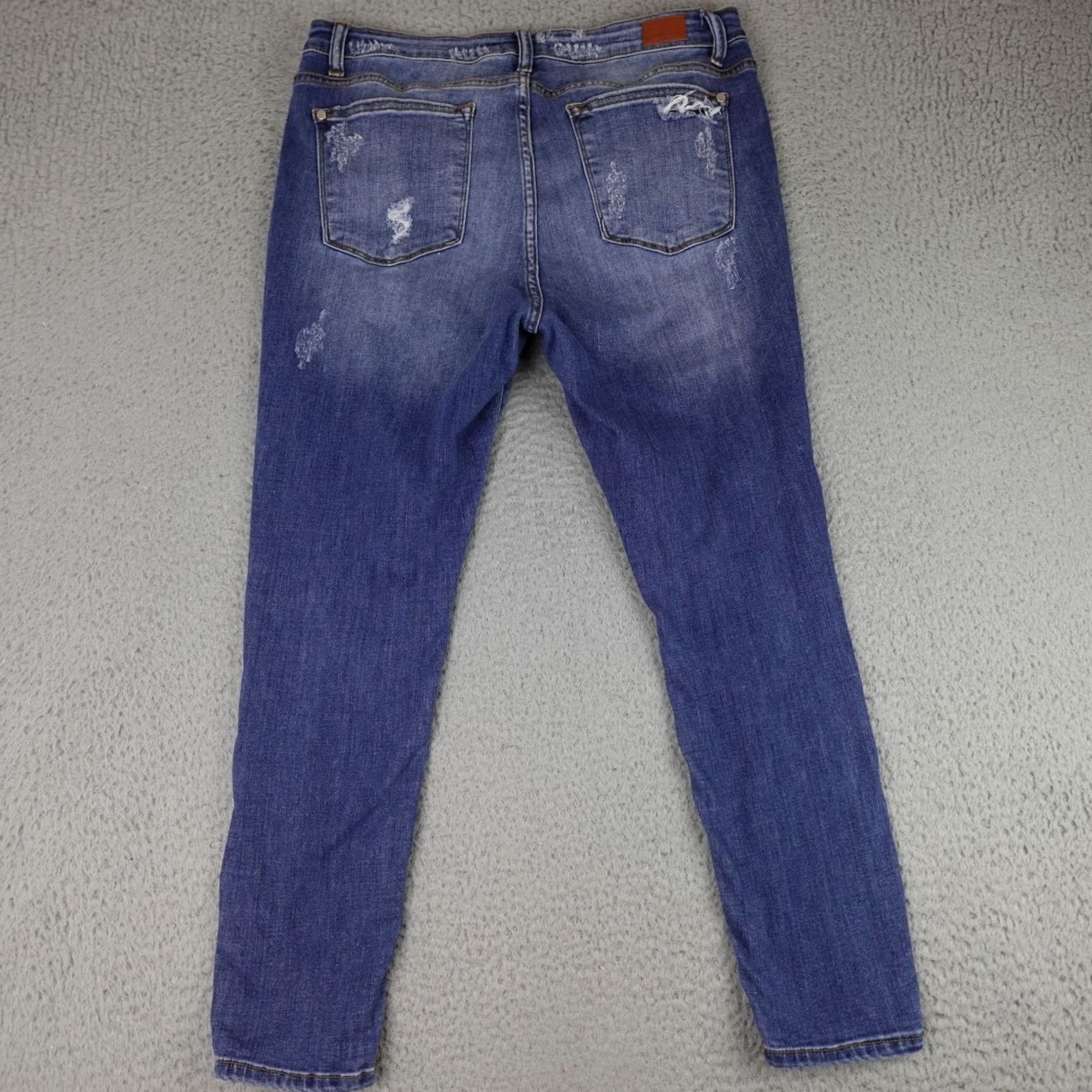 Vintage Judy Blue Jeans Womens 1XL Blue Denim Skinny Fit Distressed Leopard Cheetah Y2K Jeans Size 40" / US 18 - 7 Thumbnail