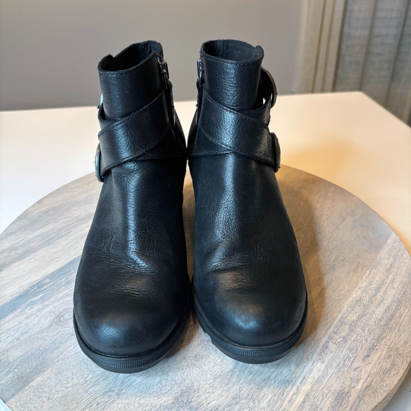 SOREL Sorel Joan of Arctic Wedge II Black Leather Booties Sz 7.5 Size US 7.5 / IT 37.5 - 4 Thumbnail