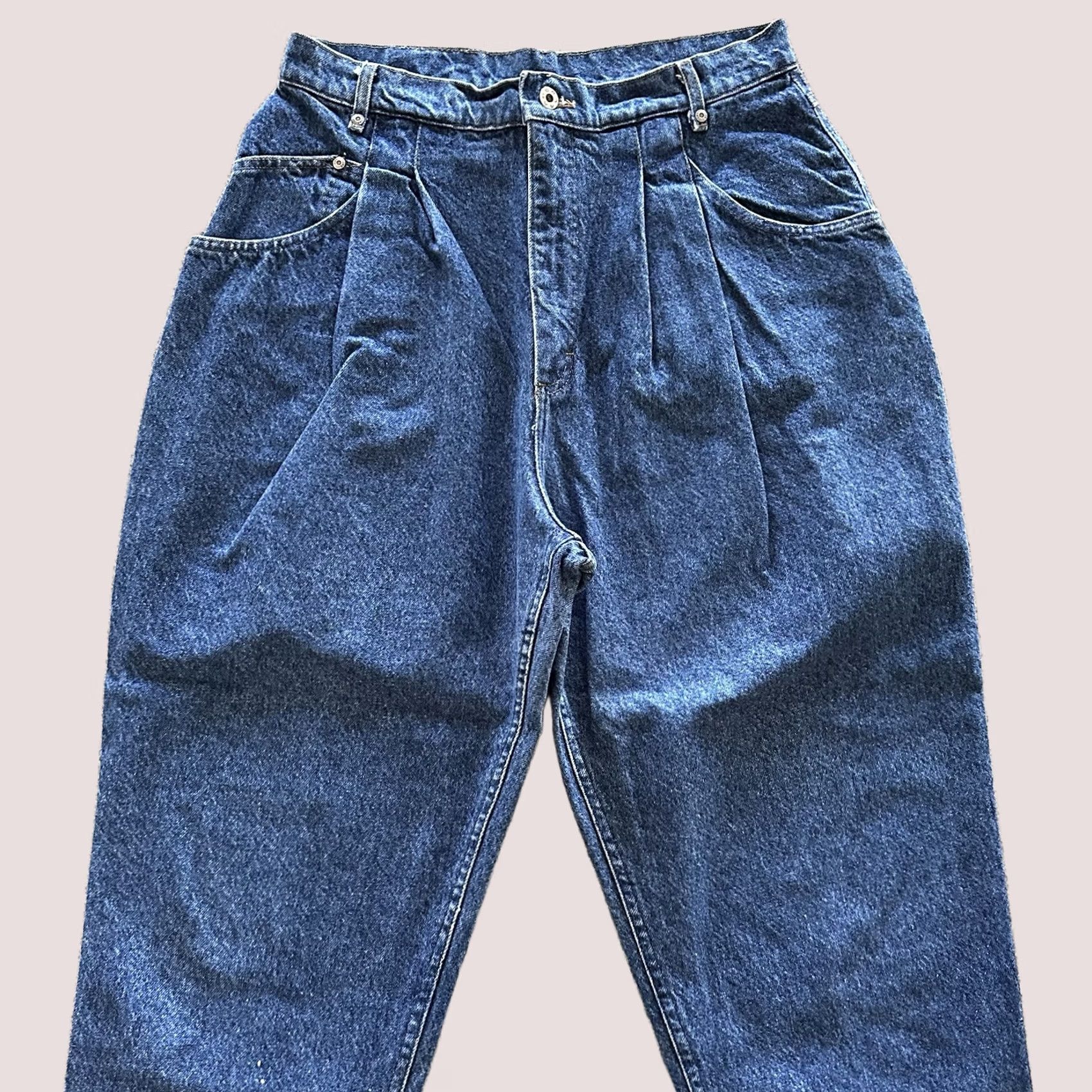 Lee VINTAGE Lee Jeans Womens 18P 31x28 Pleated High Rise Ms Riders Union Stamp USA Shirt Adult 18P Blue Denim 5-Pocket USA 90s Size 24" / US 00 / IT 34 - 1 Thumbnail