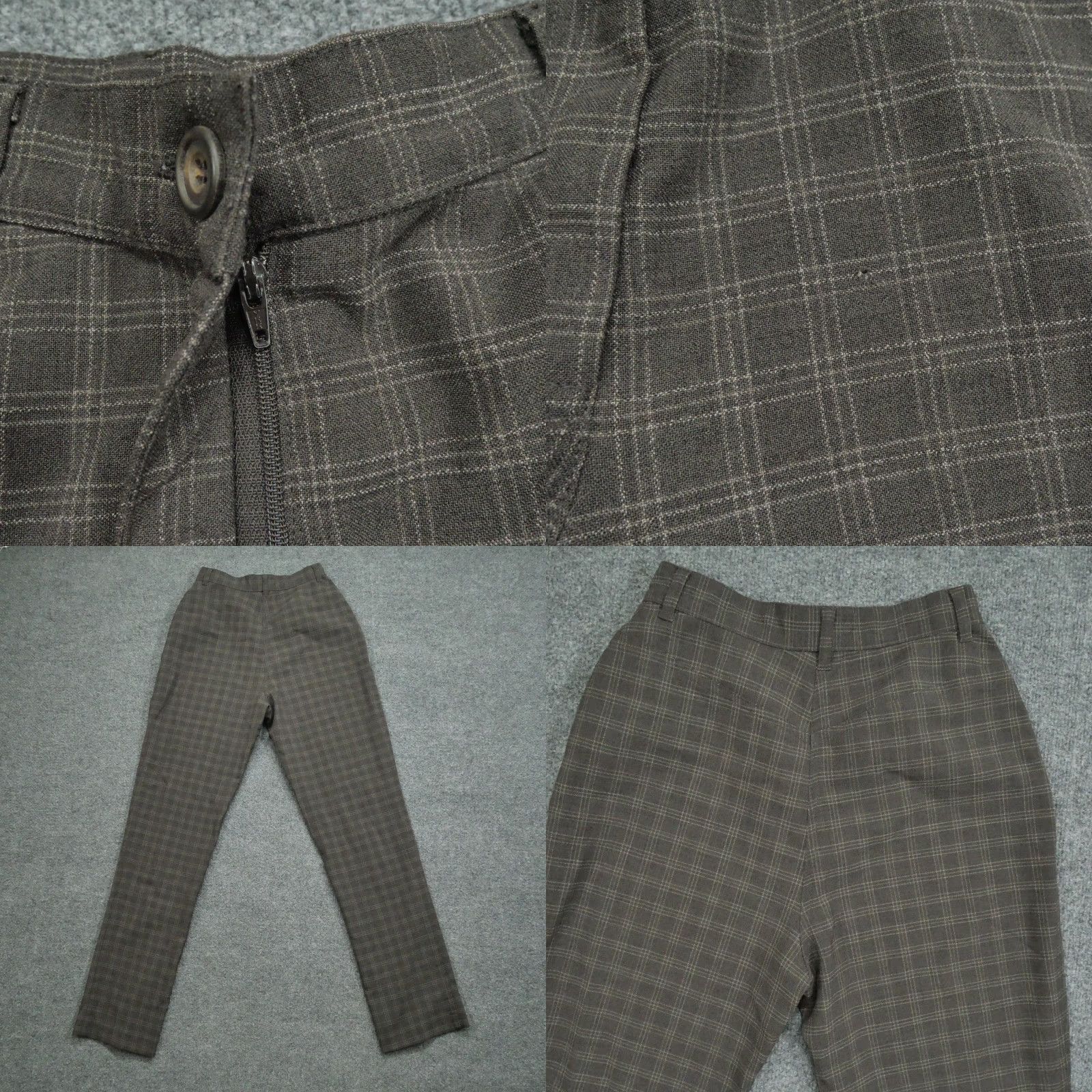 Whistles VINTAGE Whistles Pants Womens 8 Brown Plaid High Rise 26x31 90s Casual Workwear Women Size 26" / US 2 / IT 38 - 8 Thumbnail