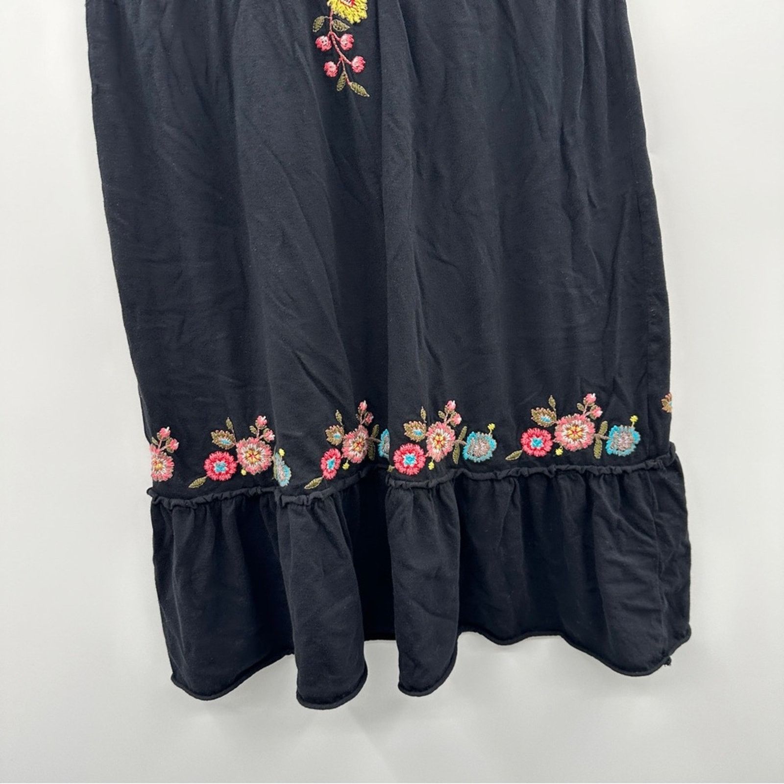 Johnny Was Johnny Was Black Multicolor Floral Embroidery Tunic Top Size S / US 4 / IT 40 - 3 Thumbnail