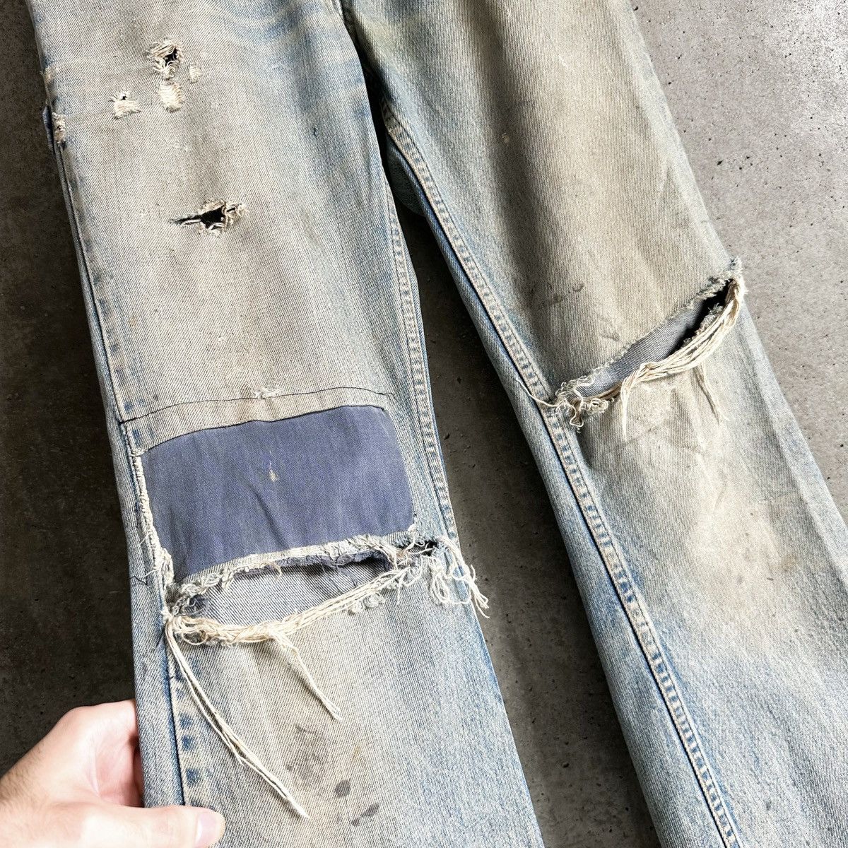 Levi's 60’s THRASHED Orange Tab 684 Flared Patchwork Denim Size US 32 / EU 48 - 2 Thumbnail