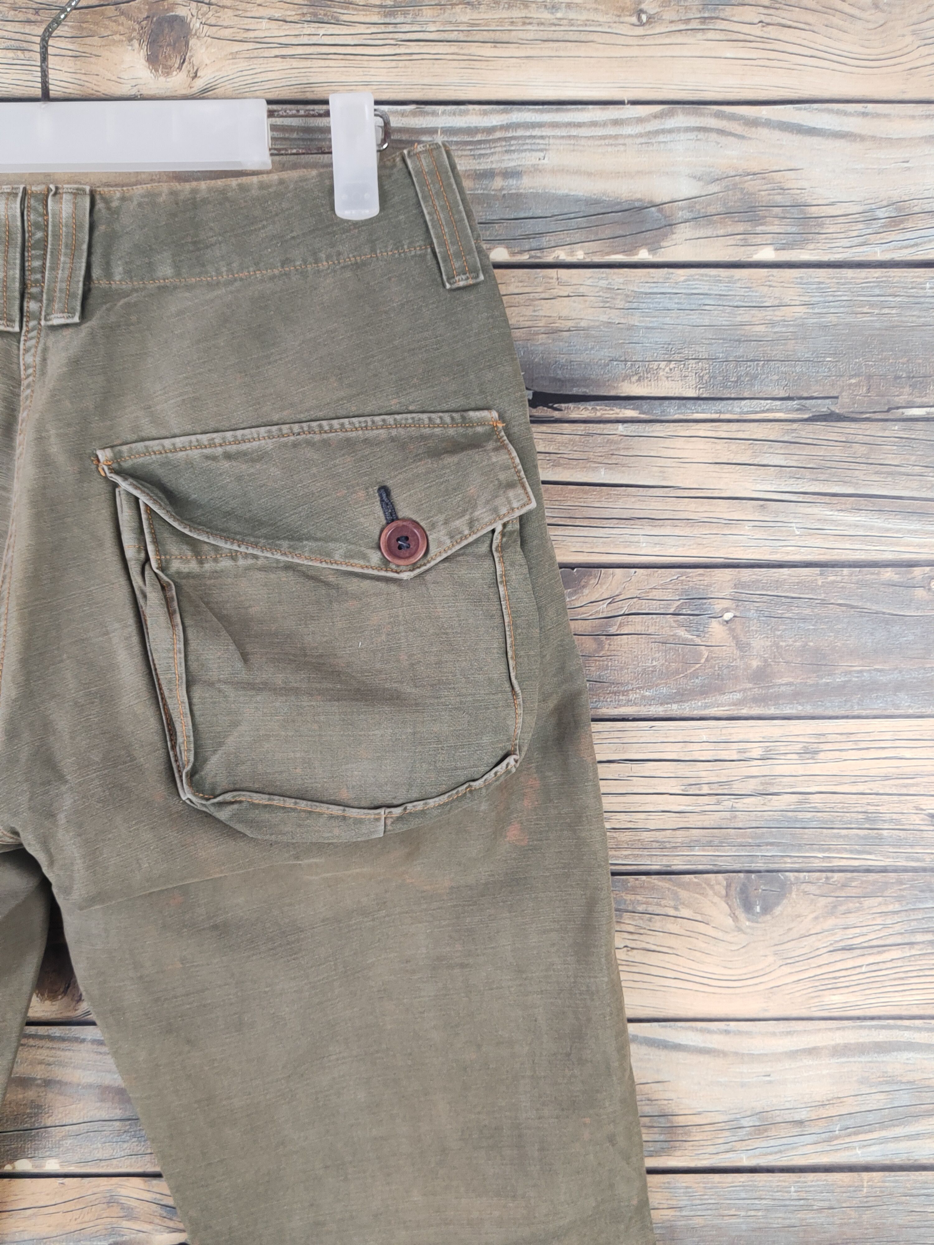 Johnbull DL Johnbull Olive Faded Multipocket Cargo Pants #46-055 Size US 29 - 10 Thumbnail