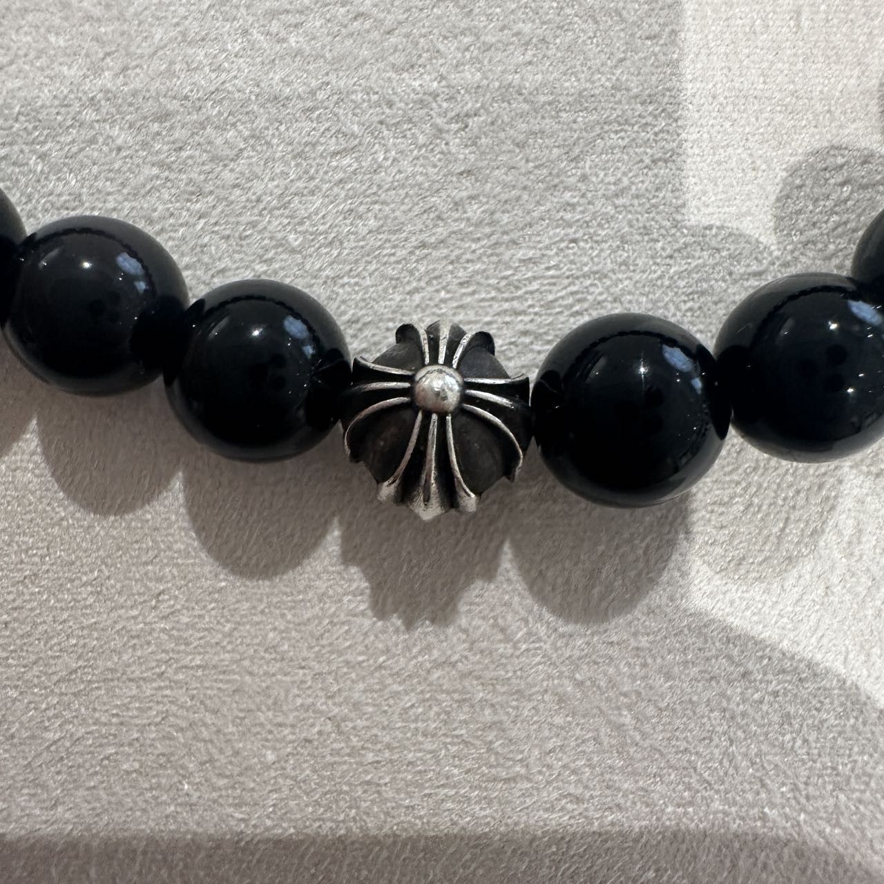 Chrome Hearts Chrome Hearts 8mm Obsidian Double Silver Cross Bracelet Size ONE SIZE - 5 Thumbnail