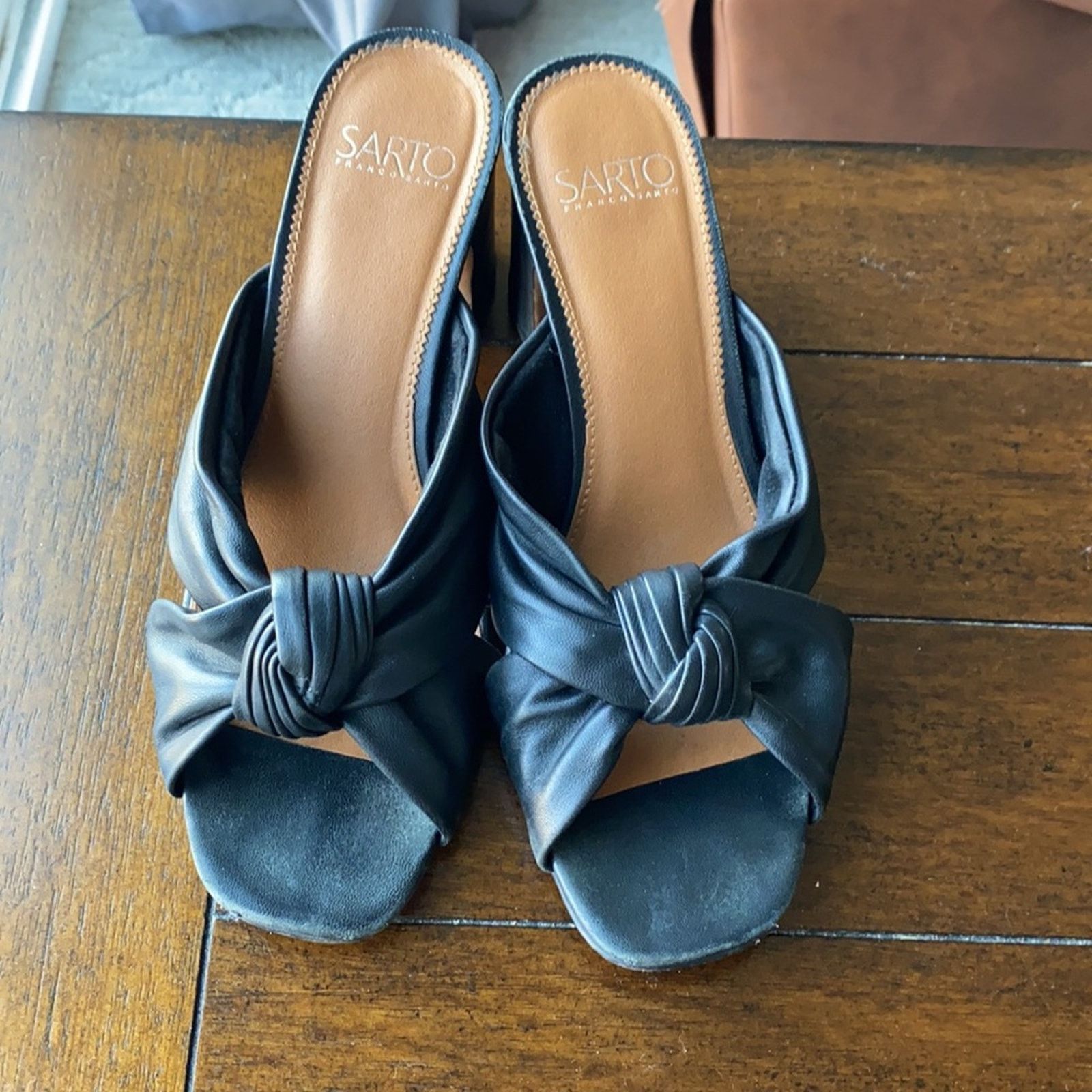 Franco Sarto Franco Sarto Women's Leather Sala Slide Mules block heel Size US 8 / IT 38 - 3 Thumbnail