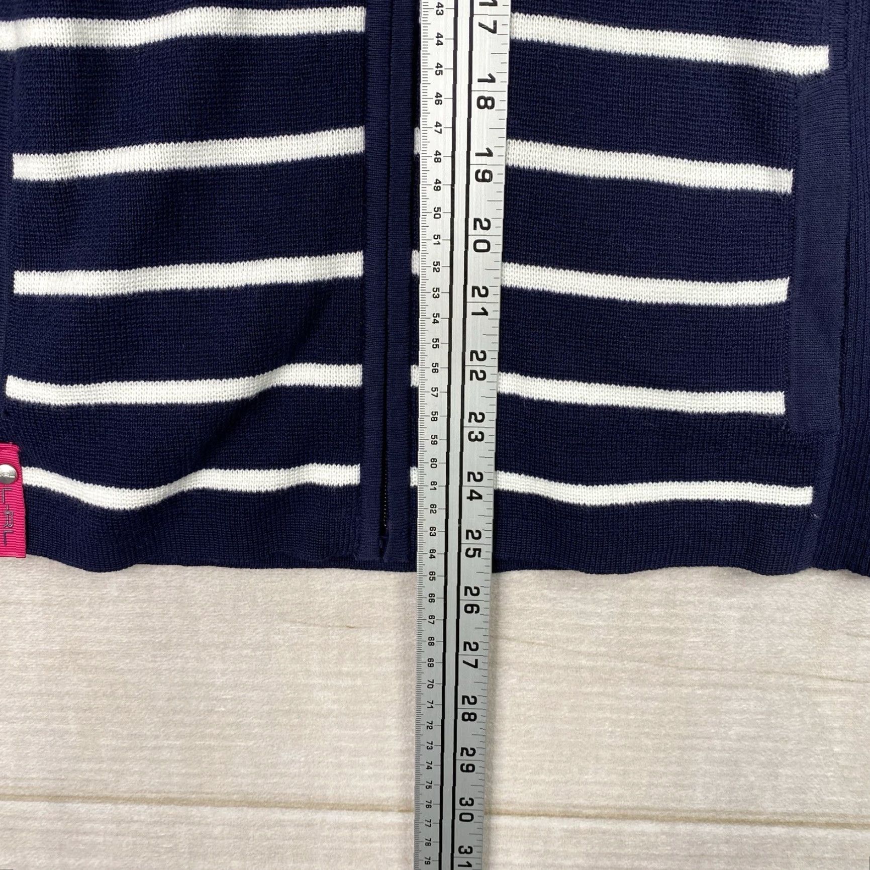 Ralph Lauren Ralph Lauren Active Cardigan Womens L Blue Pink Hooded Full Zip 90s Nautical Stripe Knit Lightweight Sweater Size L / US 10 / IT 46 - 3 Thumbnail