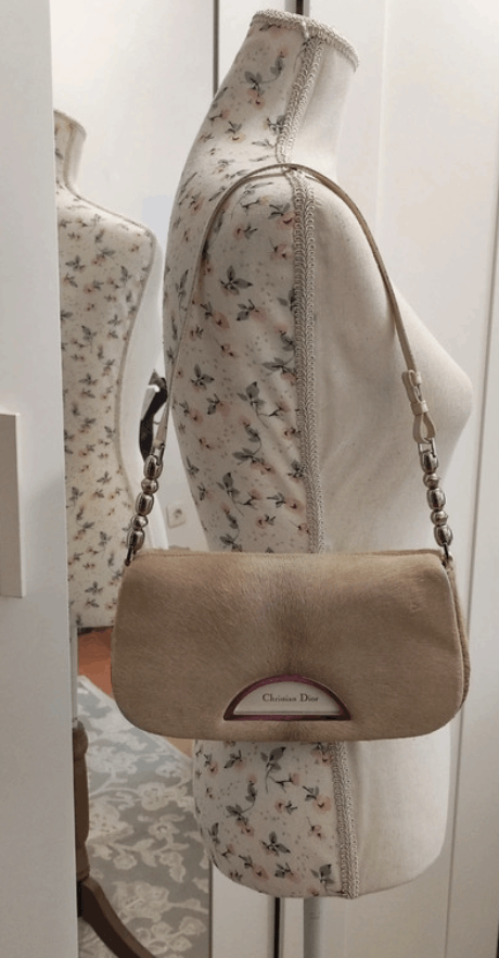 Dior × Leather Dior Bag Malice Saddle Shoulder Hodo Fur Era Galliano EX0031 Size ONE SIZE - 4 Thumbnail