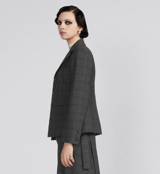 Dior o1w1db10824 Checked Fitted Jacket in Gray Size S / US 4 / IT 40 - 5 Thumbnail