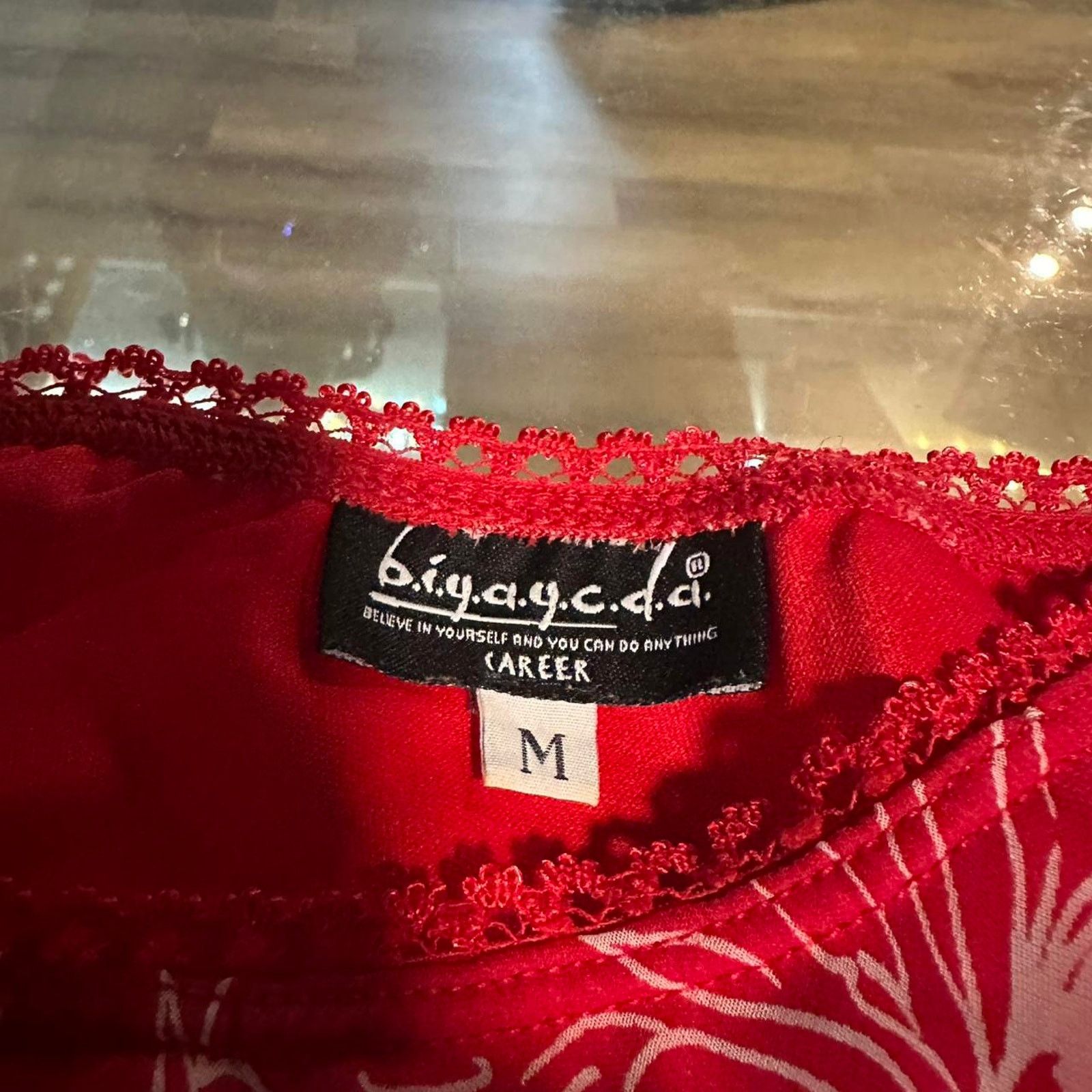Other Red floral mesh mini skirt Size 29" - 4 Thumbnail