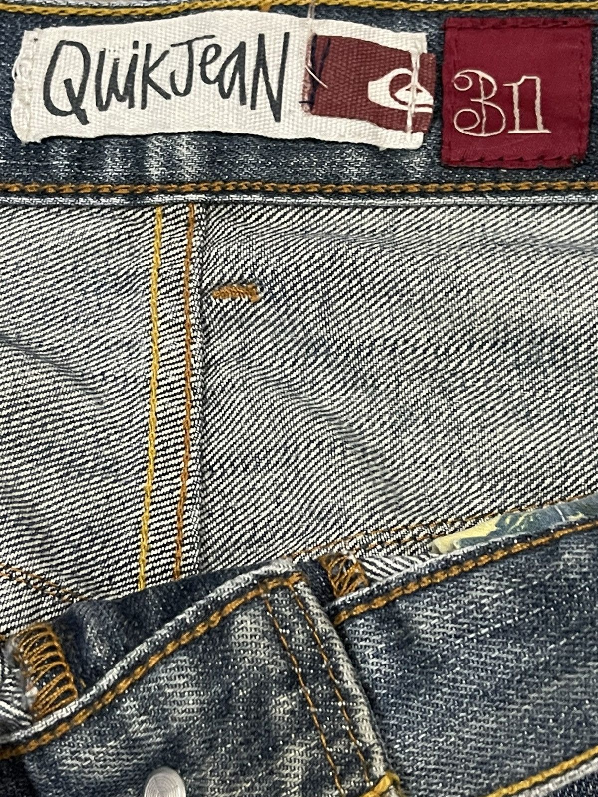 Quiksilver Vintage Quiksilver Blue Wash Distress Style Baggy Jeans Size US 31 - 8 Thumbnail