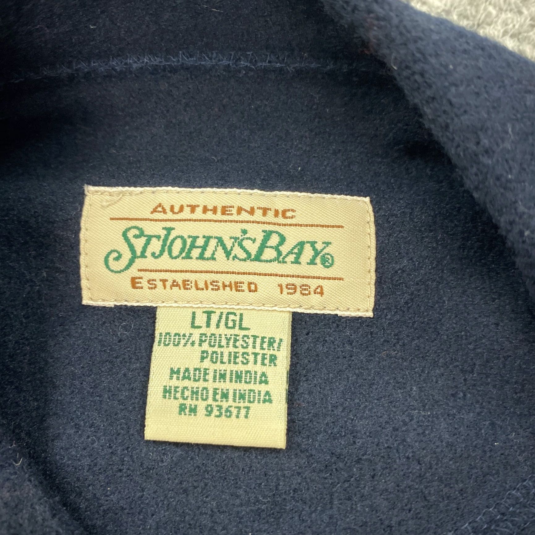 Vintage VINTAGE St Johns Bay Pullover Sweater Mens Large Tall Navy Blue Fleece Henley Size US L / EU 52-54 / 3 - 4 Thumbnail
