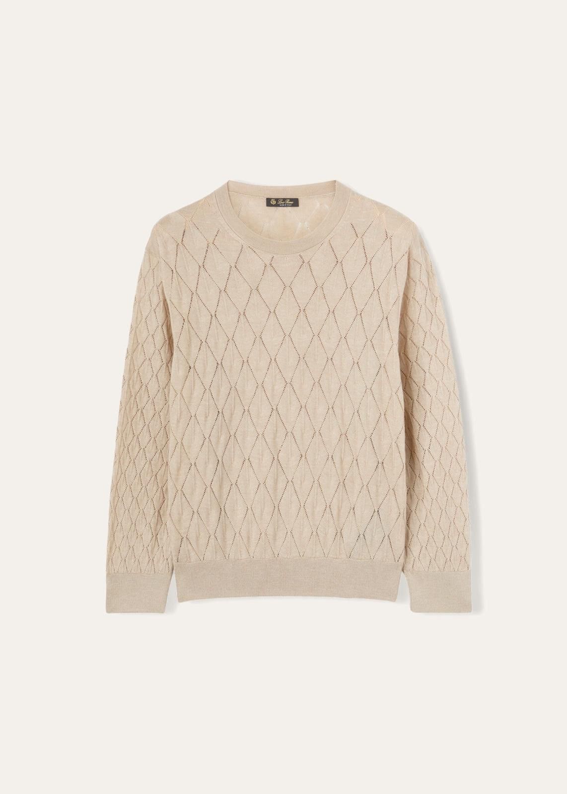 Loro Piana o1srvl11e0125 Piura Crewneck Sweater in Beige Size L / US 10 / IT 46 - 1 Thumbnail