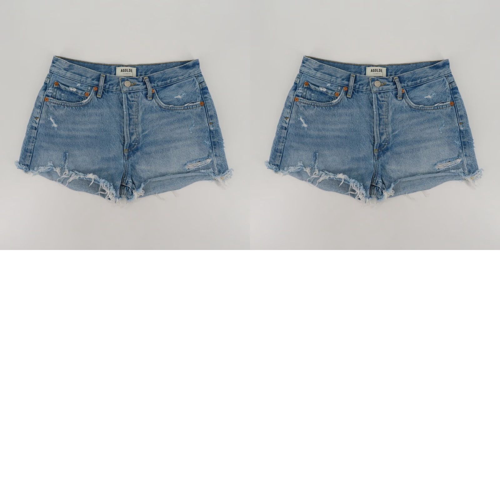 Agolde AGOLDE Women 27 Parker Blue Distressed Denim Jean Shorts Button Fly All Cotton Jeans Cut-Off 5-Pocket Womens Summer Spring Vintage No Size 27" / US 4 / IT 40 - 9 Thumbnail