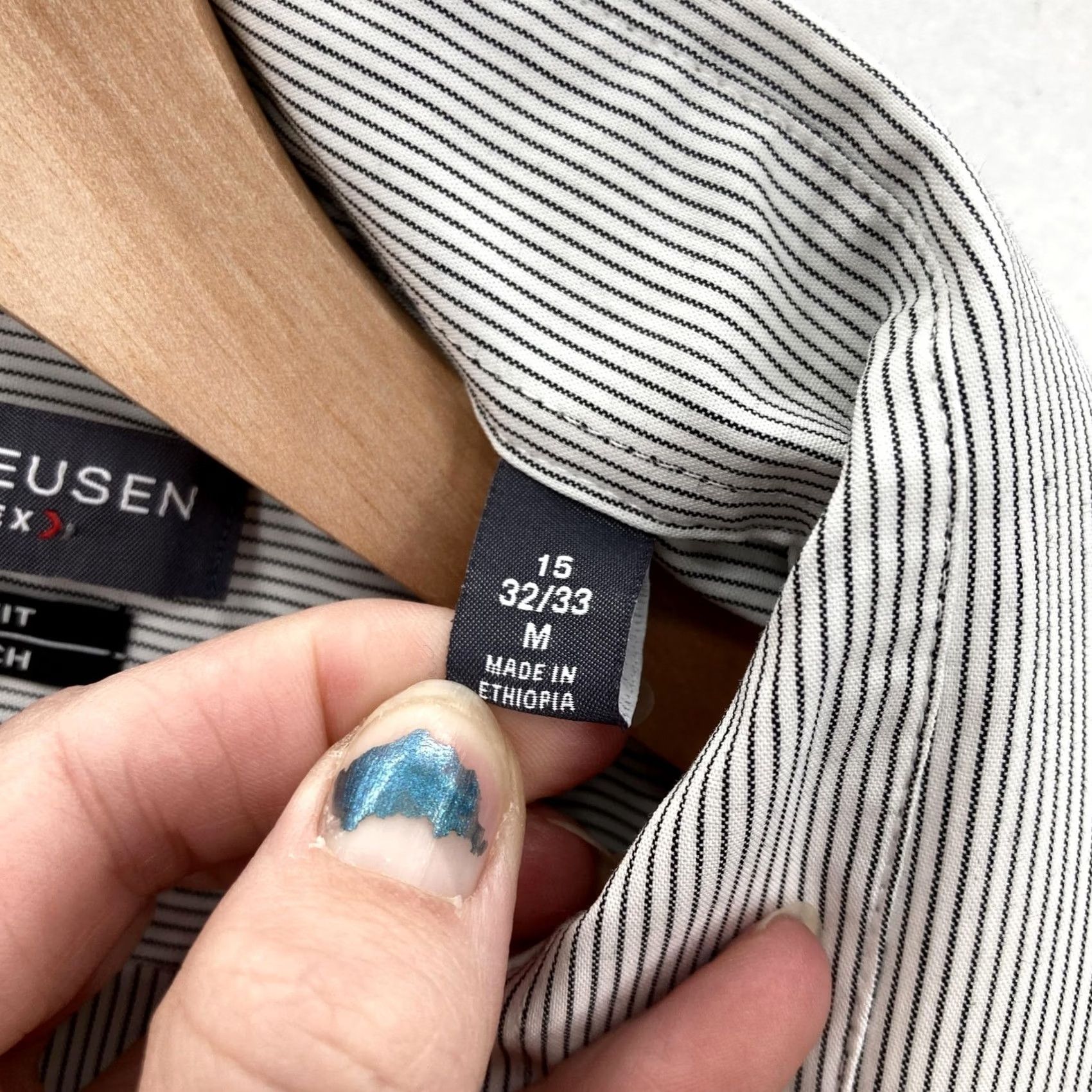 Van Heusen Van Heusen Shirt Mens M Black Smoke Slim Fit Stretch Dress Shirt Long Sleeve 15 32/33 Size 40R - 3 Thumbnail