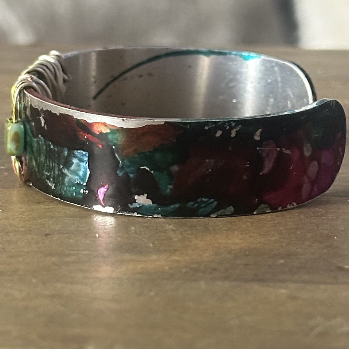 Other Handmade tie dye wire wrapped bead bangle cuff bracelet Size ONE SIZE - 8 Thumbnail