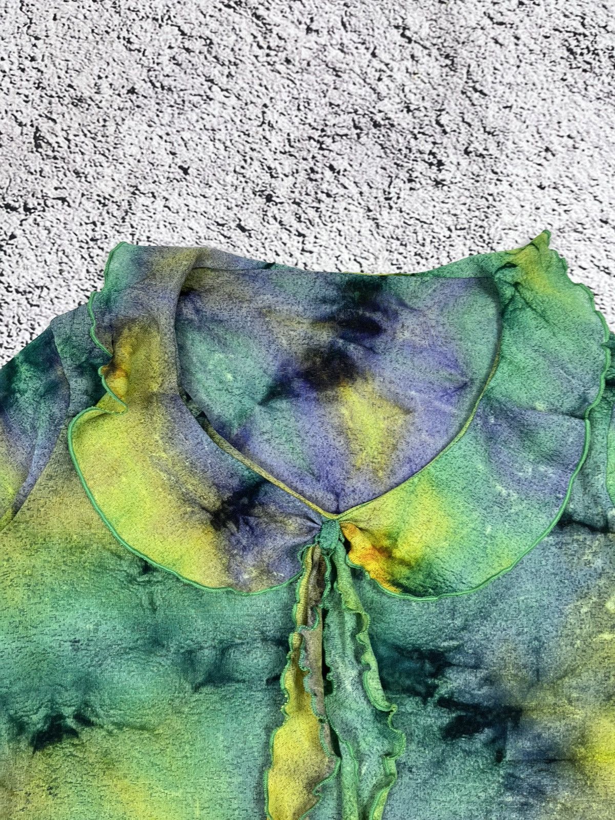 Japanese Brand Vintage Y2K Sheer Mesh Tie Front Top Psychedelic Size M / US 6-8 / IT 42-44 - 4 Thumbnail