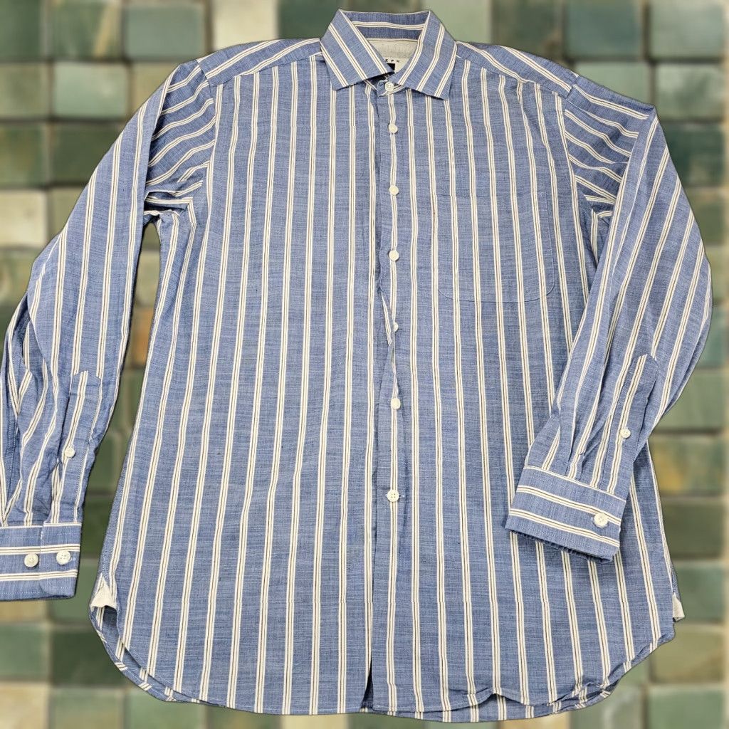 Joseph Abboud Joseph Abboud Shirt Mens M Blue Chambray Cotton Button Up Long Sleeve Shirt Size US M / EU 48-50 / 2 - 1 Thumbnail