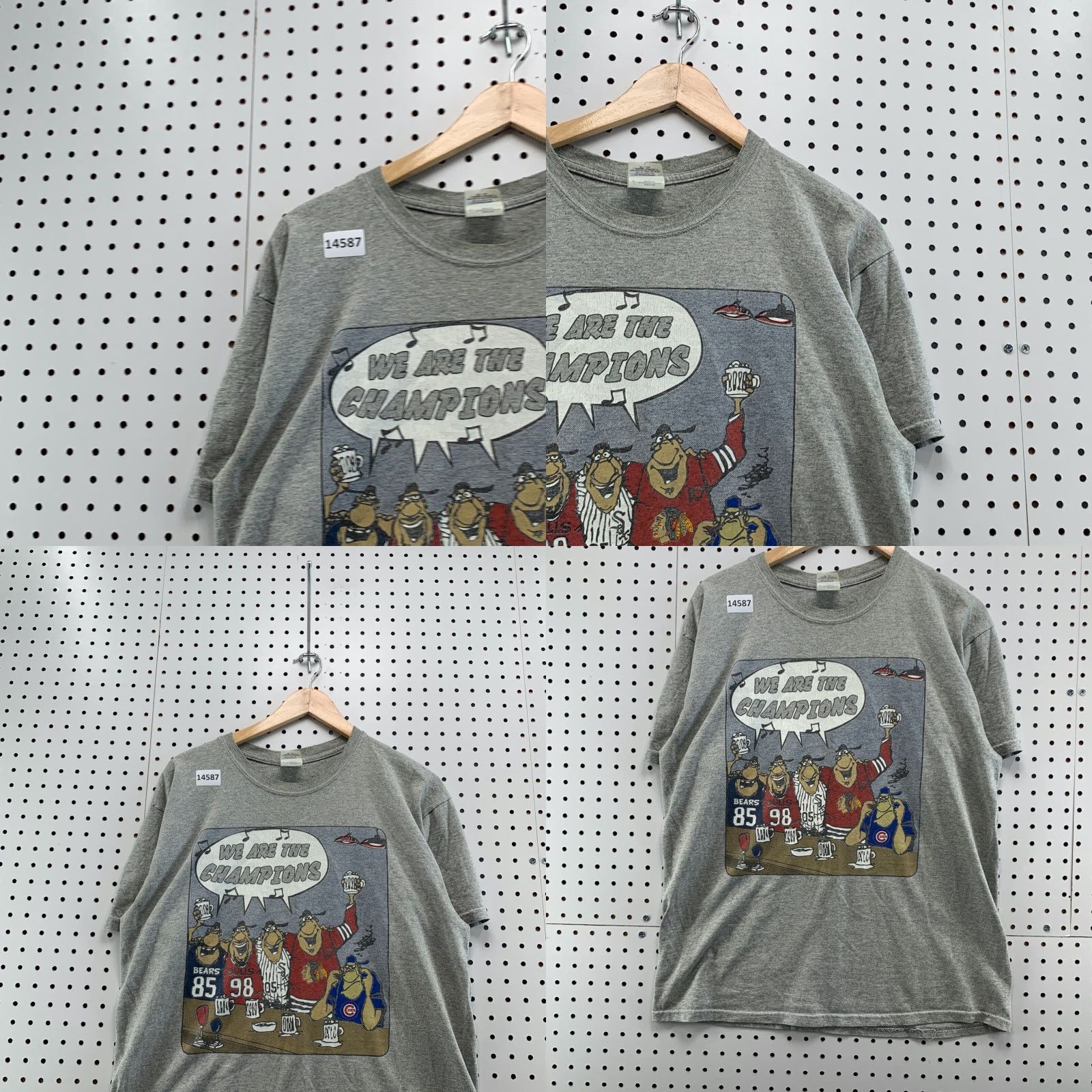 Gildan We Are The Champions Shirt Chicago Teams Bears Blackhawks Cubs Sox Large L Tee Size US L / EU 52-54 / 3 - 8 Thumbnail