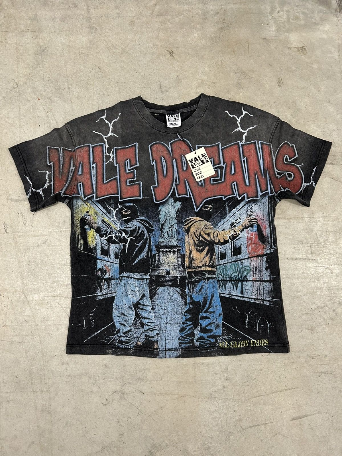 Vale Forever Valley Dreams Black Graffiti Tag Big Tee XLarge