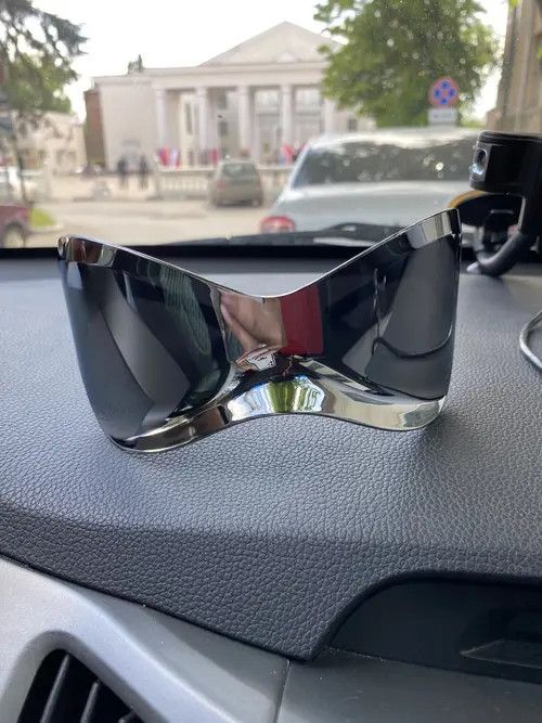 VIBE Silver Color Oversized Punk Y2K Sunglasses Goggle styles Size ONE SIZE - 1 Thumbnail