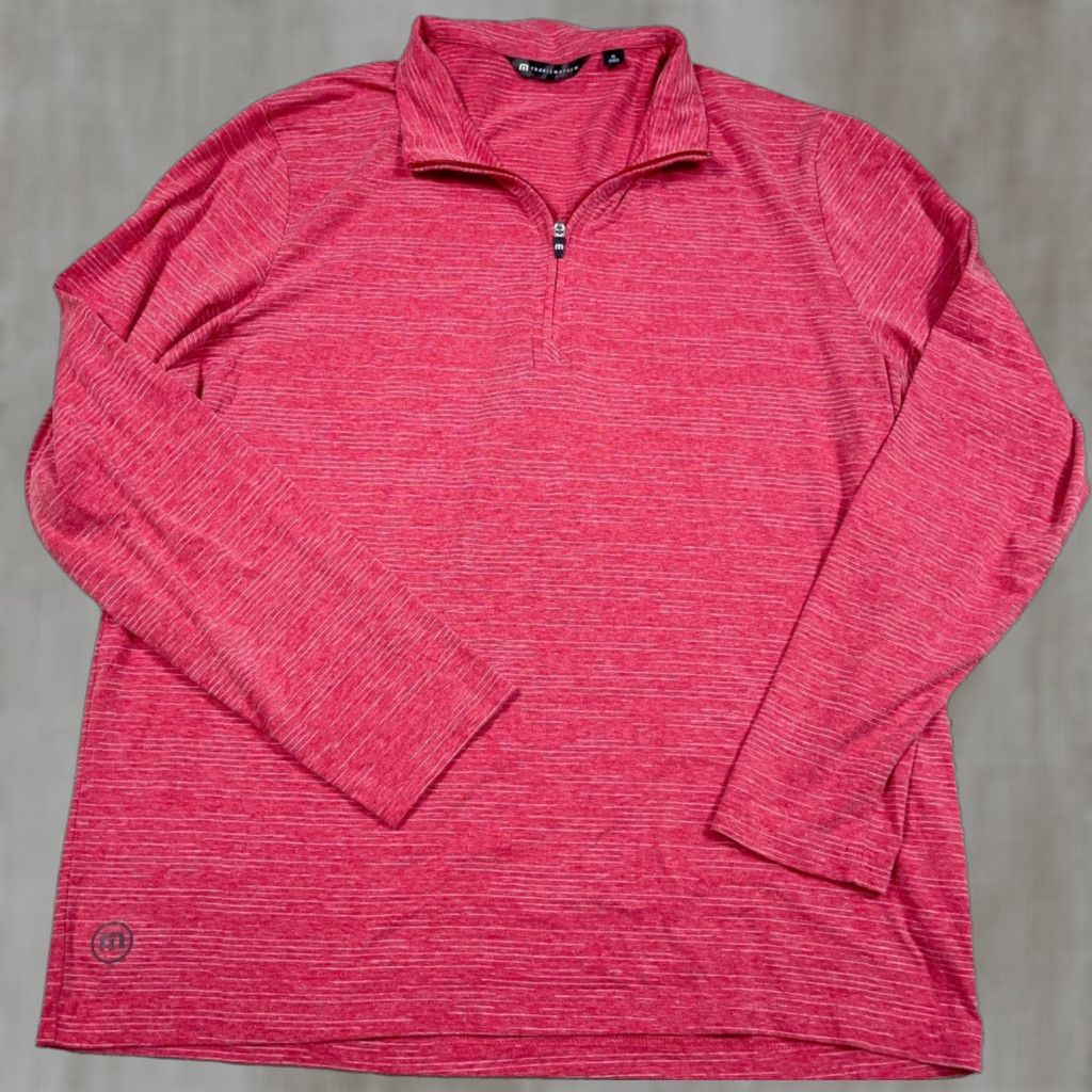 TravisMathew Travis Mathew Sweater Men XL Pink Pullover 1/4 Zip Mock Neck performance Knit Size US XL / EU 56 / 4 - 1 Thumbnail
