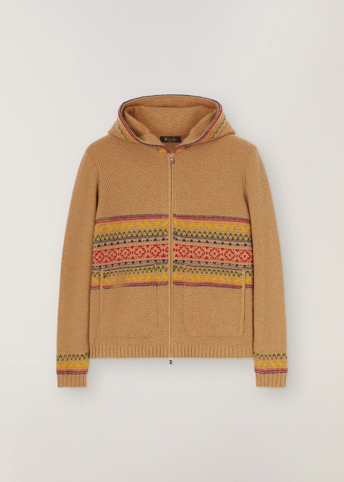 image of Loro Piana O1Loc1C0224 Cashmere Zip Hooded Cardigan In Brown, Women's (Size Large)