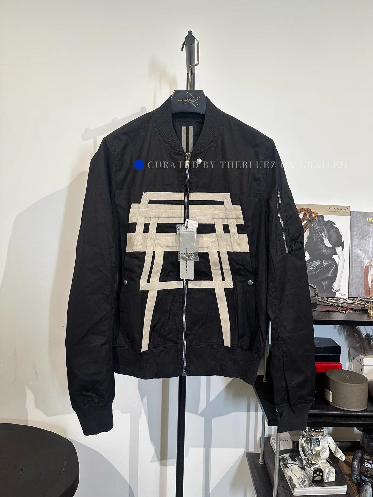 Rick Owens Sleek Black Webbing Bomber Jacket Size US L / EU 52-54 / 3 - 1 Thumbnail