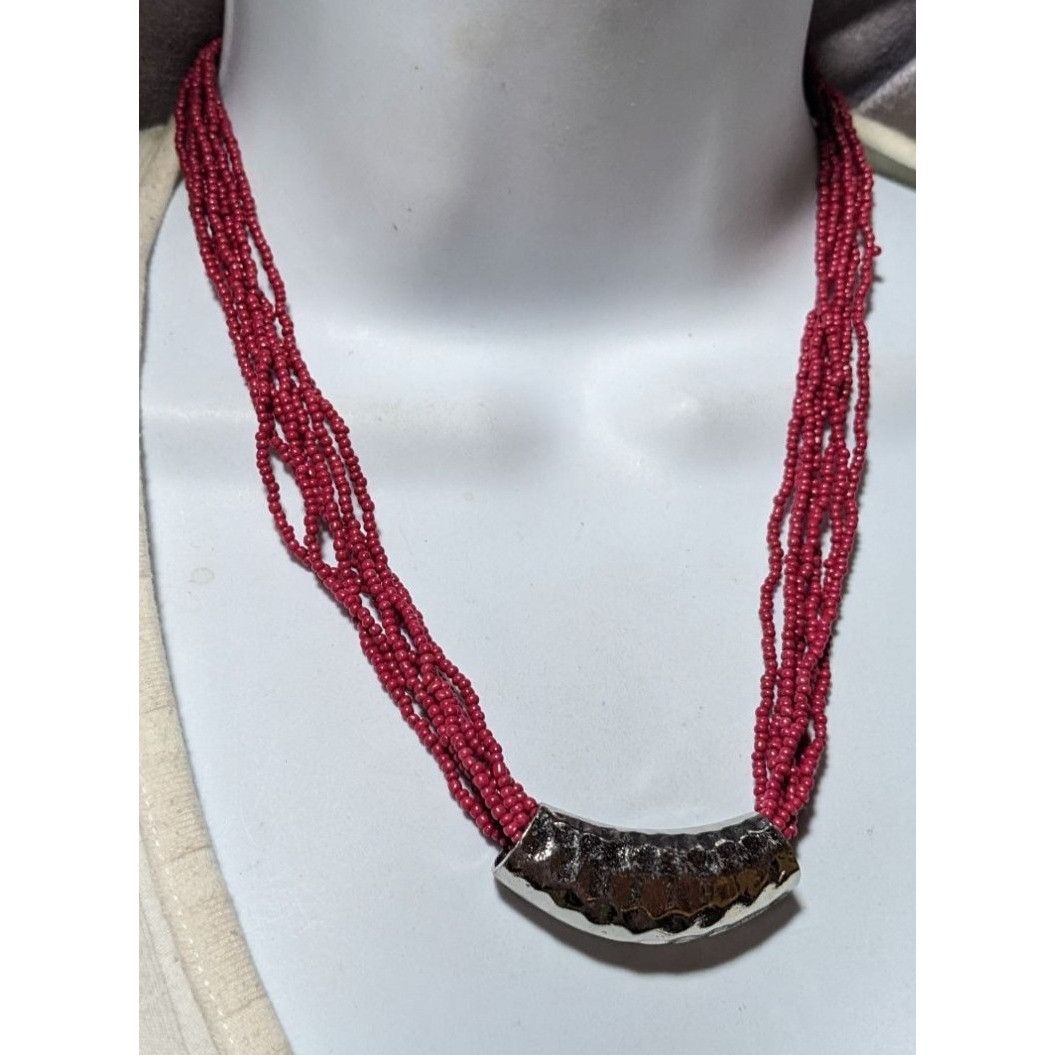 Other Red And Silver Beaded Multistrand Necklace Size ONE SIZE - 7 Thumbnail