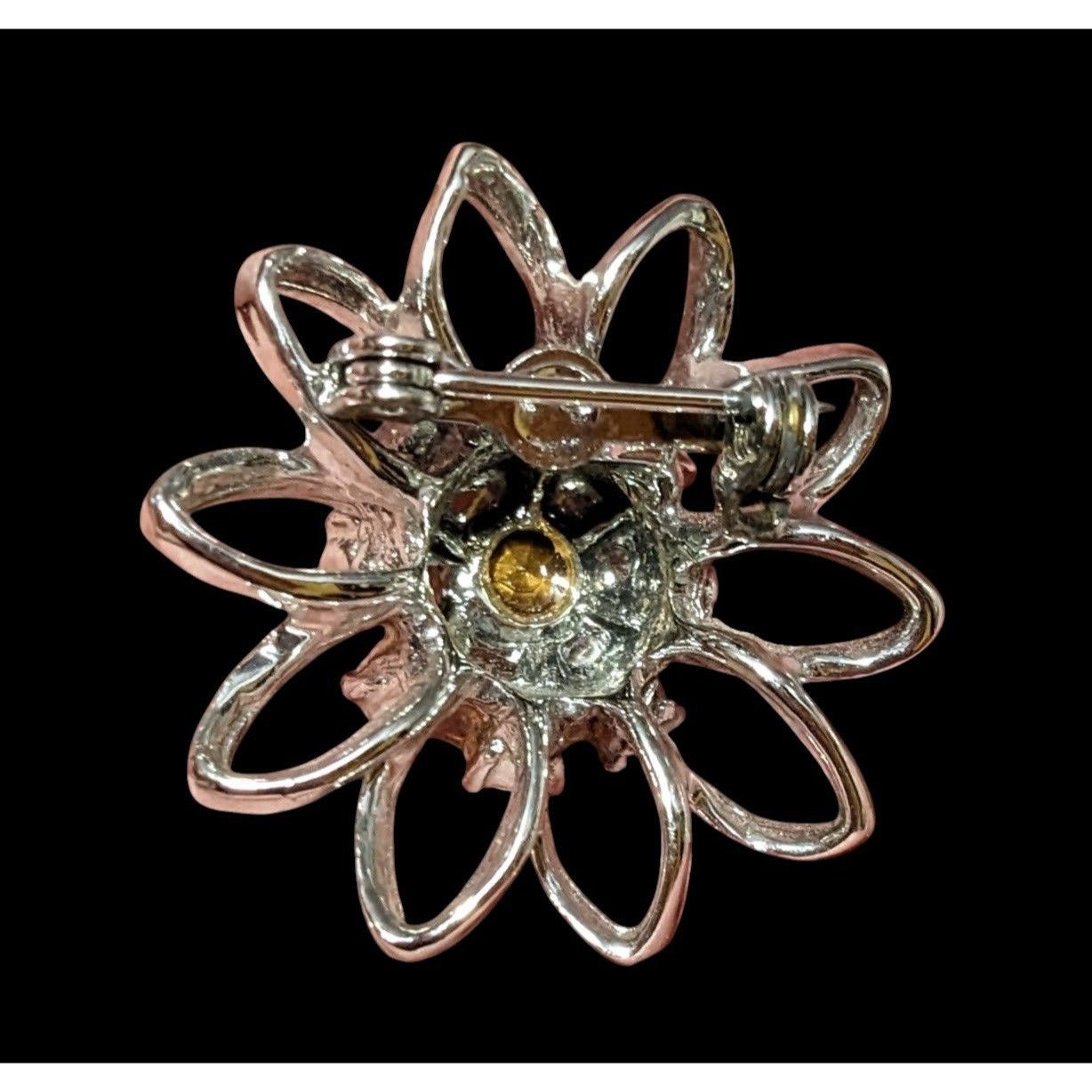 Other Vintage Blue And Silver Star Flower Rhinestone Brooch Size ONE SIZE - 3 Thumbnail