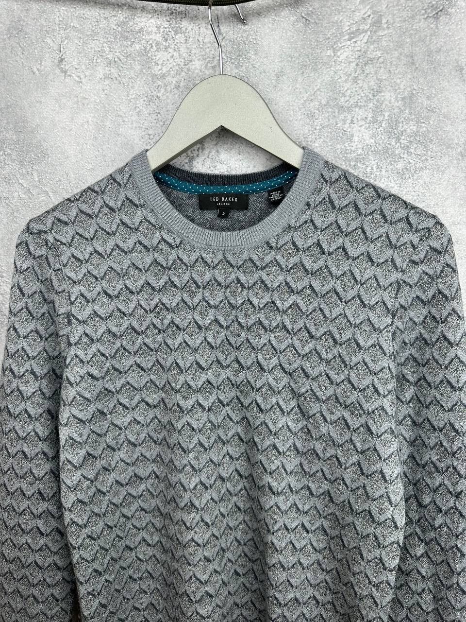 Ted Baker Ted Baker London Geometric Knit Wool Blend Crewneck Sweater Size US M / EU 48-50 / 2 - 4 Thumbnail
